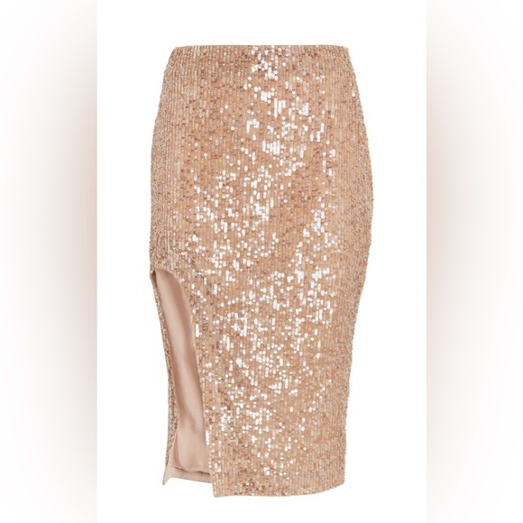 Zeynep Arcay NWT Sequin Slit Skirt in Nude - Picture 10 of 16